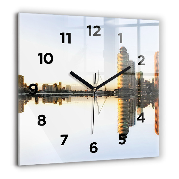 Square wall clock A city on the river