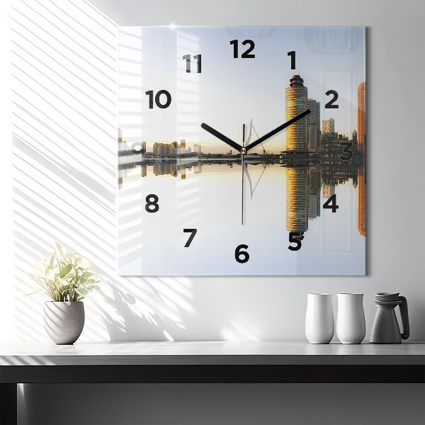 Square wall clock A city on the river