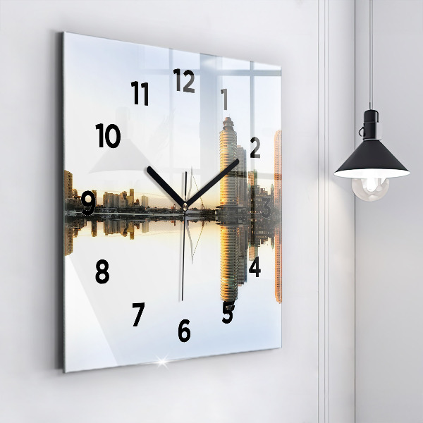 Square wall clock A city on the river