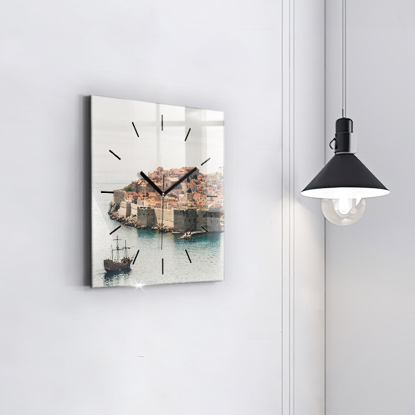 Square wall clock Sailing ship in Dubrovnik