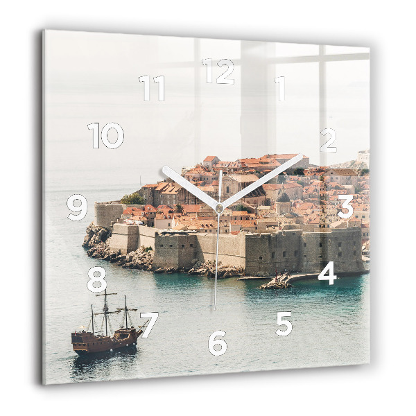 Square wall clock Sailing ship in Dubrovnik