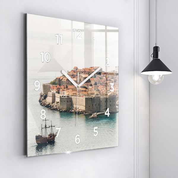 Square wall clock Sailing ship in Dubrovnik