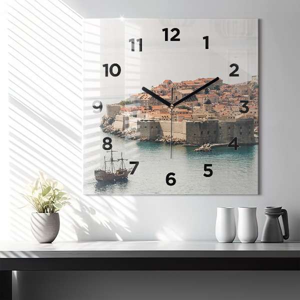 Square wall clock Sailing ship in Dubrovnik