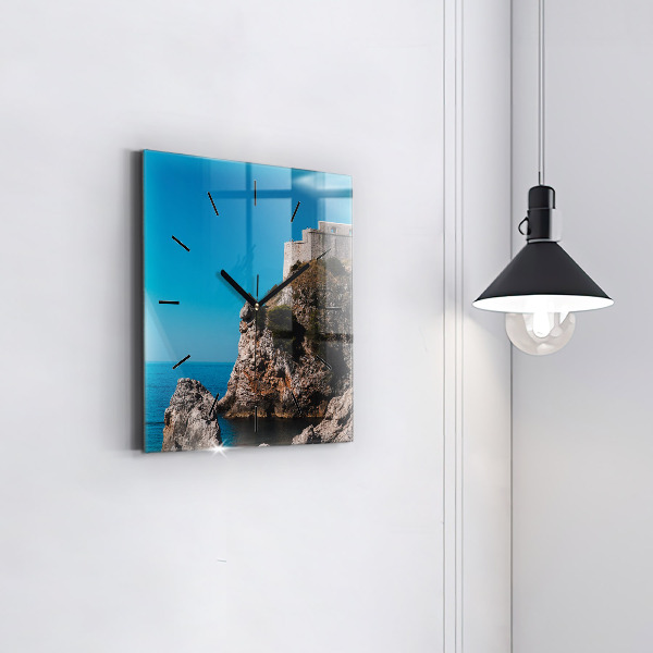 Square wall clock Cliffs in Dubrovnik