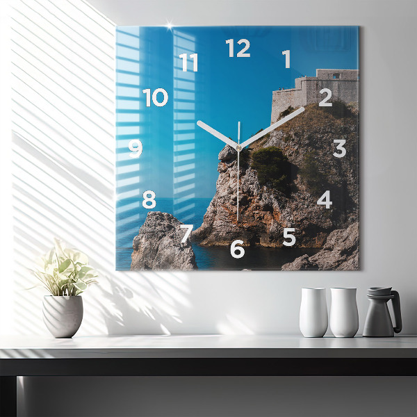 Square wall clock Cliffs in Dubrovnik