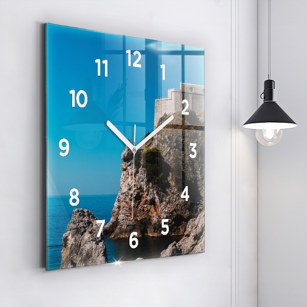 Square wall clock Cliffs in Dubrovnik