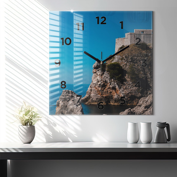 Square wall clock Cliffs in Dubrovnik