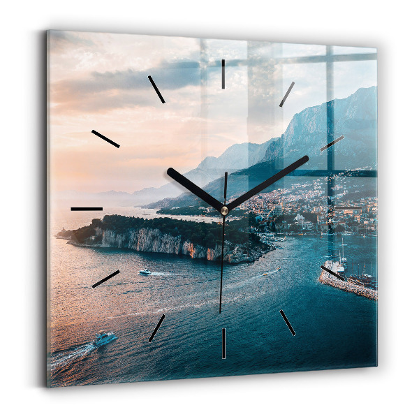 Square wall clock Island in Croatia