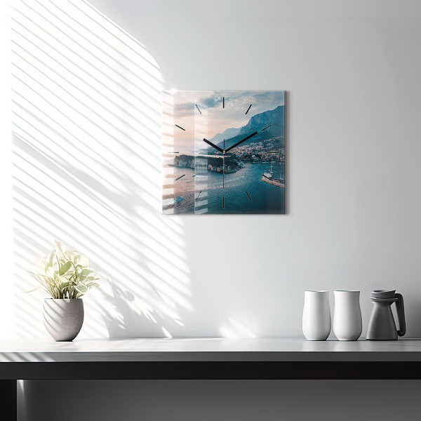 Square wall clock Island in Croatia