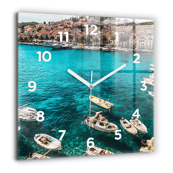 Square wall clock Boats in Croatia