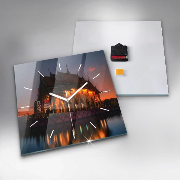 Square wall clock Temple in Bangkok