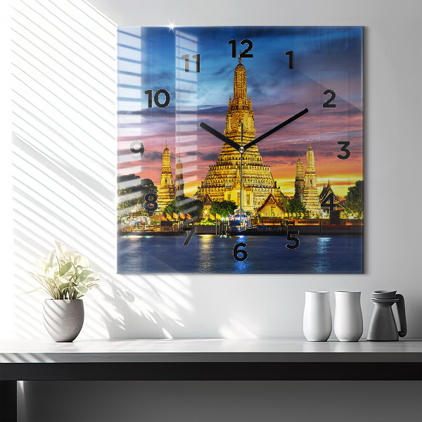 Square wall clock Temple in Bangkok