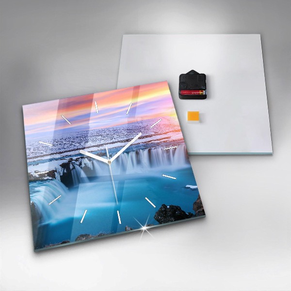 Square wall clock Godafoss Waterfall Iceland