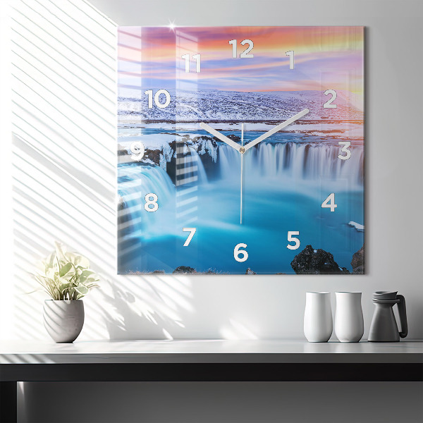 Square wall clock Godafoss Waterfall Iceland