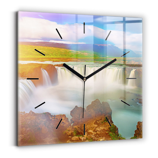 Square wall clock Godafoss in Iceland