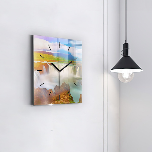 Square wall clock Godafoss in Iceland