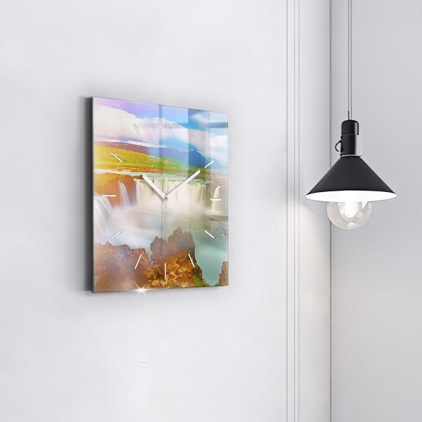 Square wall clock Godafoss in Iceland