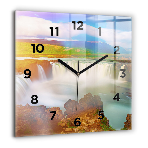 Square wall clock Godafoss in Iceland