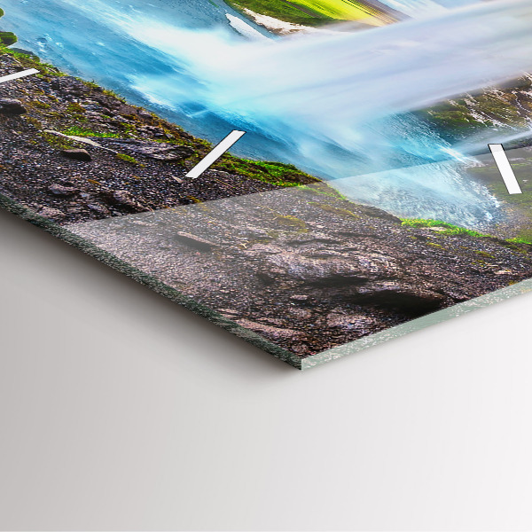 Square wall clock Waterfall in Iceland