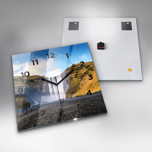 Square wall clock Waterfall in Iceland