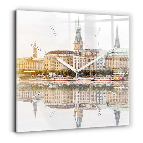 Square wall clock River Hamburg Germany