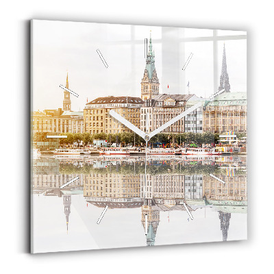 Square wall clock River Hamburg Germany