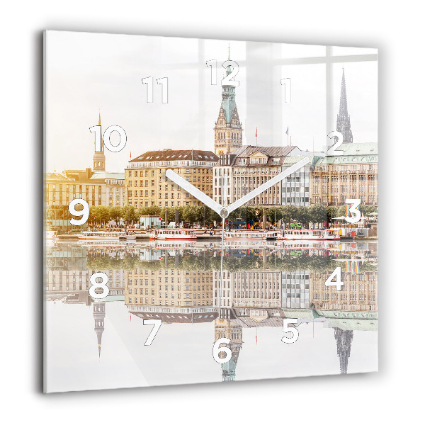 Square wall clock River Hamburg Germany