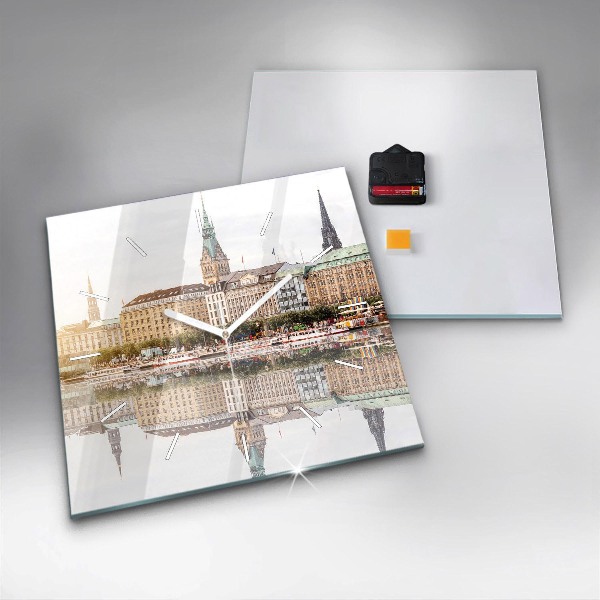 Square wall clock River Hamburg Germany