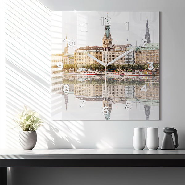 Square wall clock River Hamburg Germany