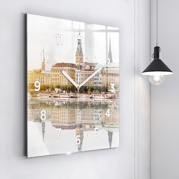 Square wall clock River Hamburg Germany