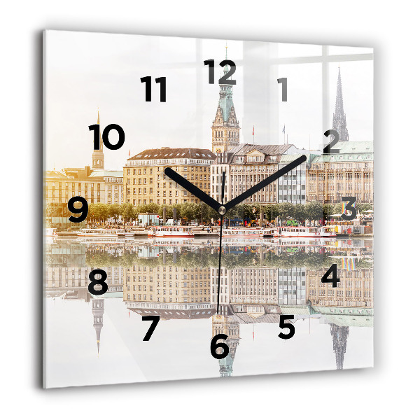 Square wall clock River Hamburg Germany