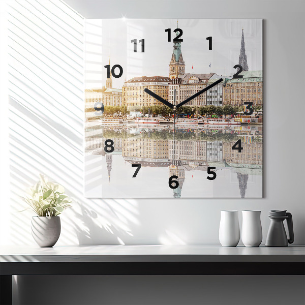 Square wall clock River Hamburg Germany