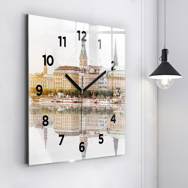 Square wall clock River Hamburg Germany