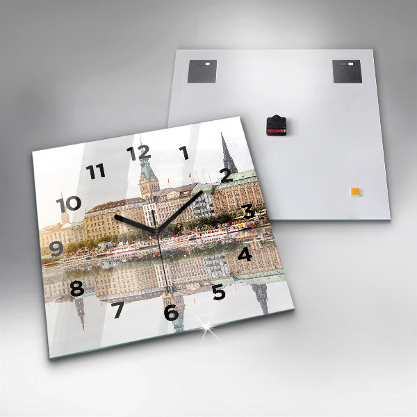 Square wall clock River Hamburg Germany