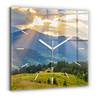 Square wall clock Landscape with forests