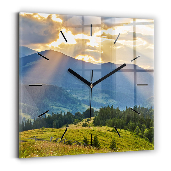 Square wall clock Landscape with forests