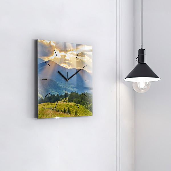 Square wall clock Landscape with forests