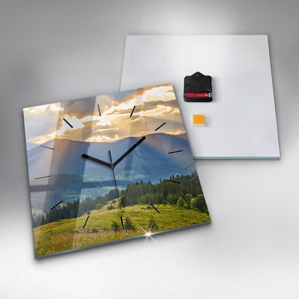 Square wall clock Landscape with forests