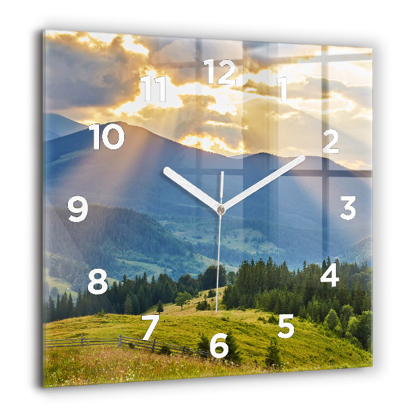 Square wall clock Landscape with forests