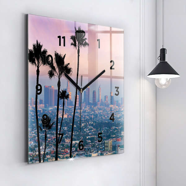 Square wall clock Los Angeles Sunset