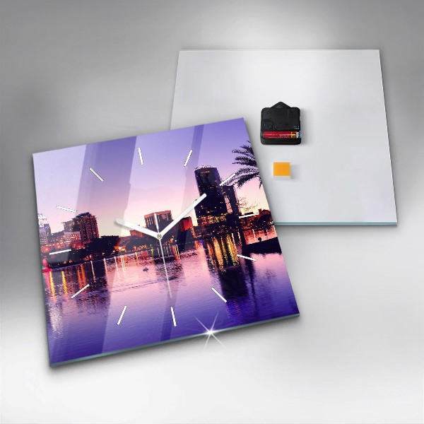 Square wall clock Orlando city skyline
