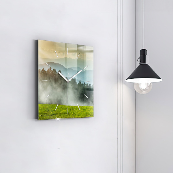 Square wall clock Mountain landscape