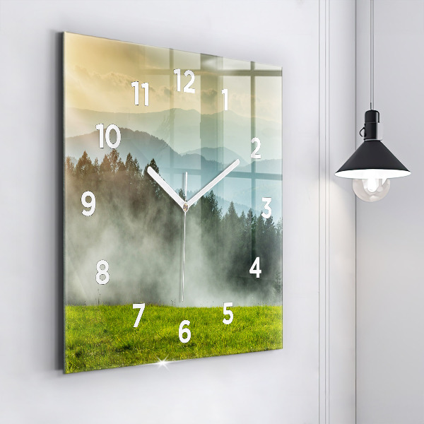 Square wall clock Mountain landscape