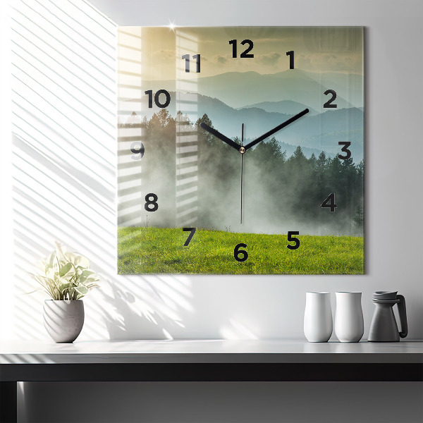 Square wall clock Mountain landscape