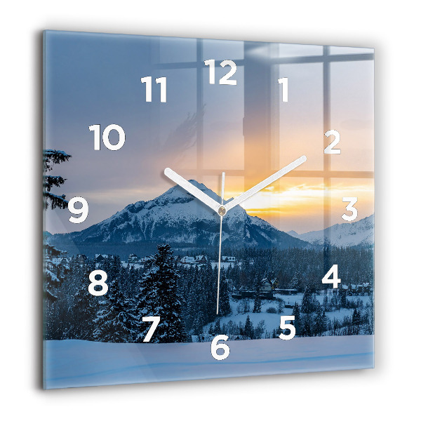 Square wall clock Mountain landscape