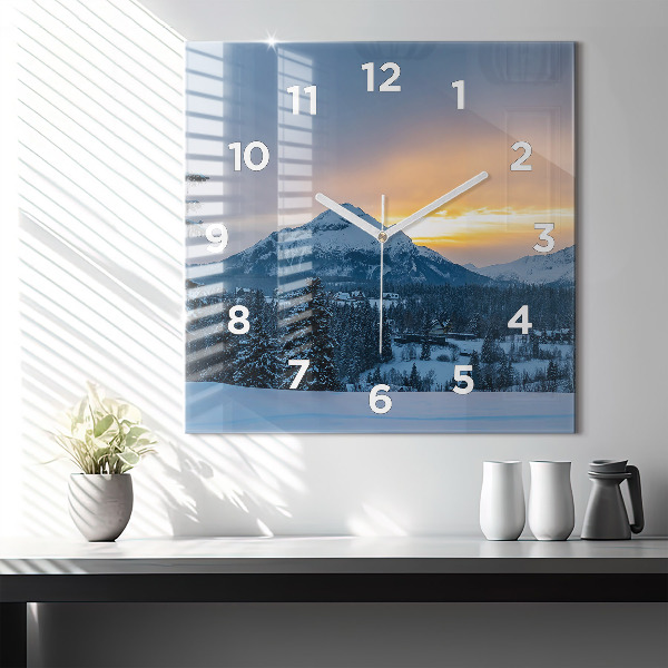 Square wall clock Mountain landscape