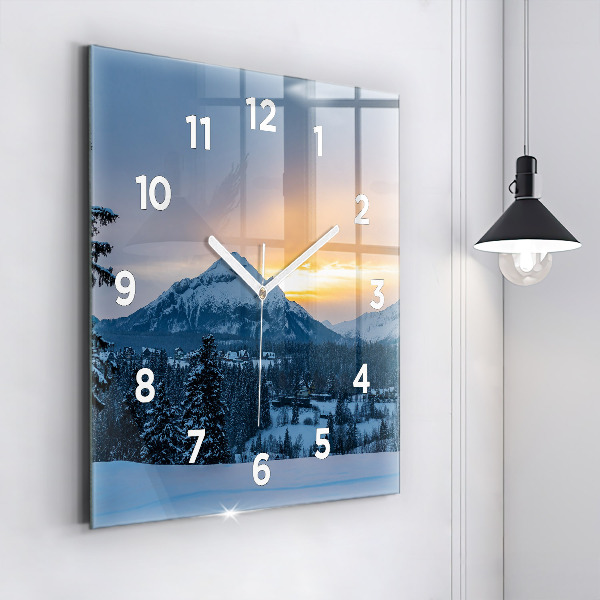 Square wall clock Mountain landscape