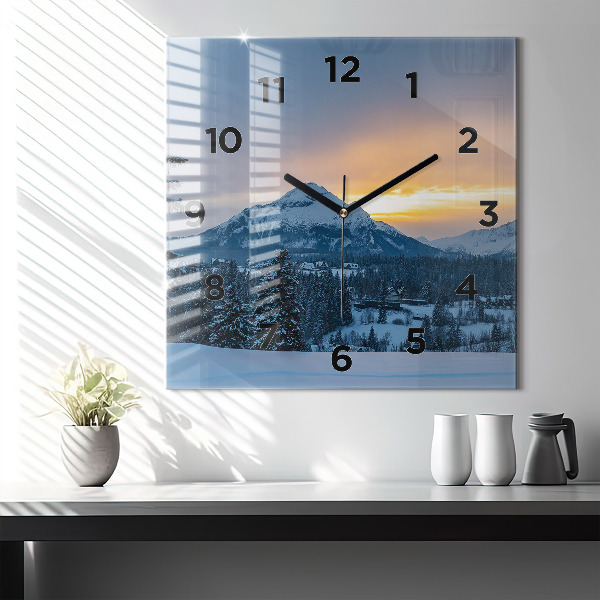 Square wall clock Mountain landscape