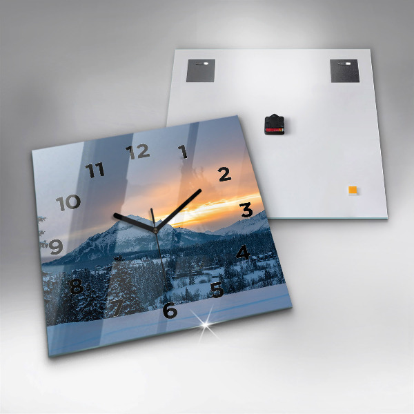 Square wall clock Mountain landscape