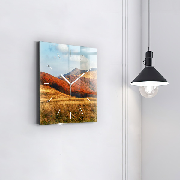 Square wall clock Mountain landscape